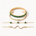 Gold Emerald Bracelet Set