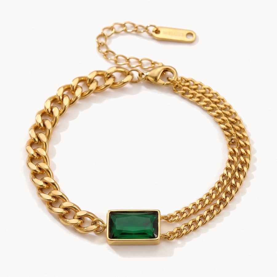 Green Stone Chain Bracelet