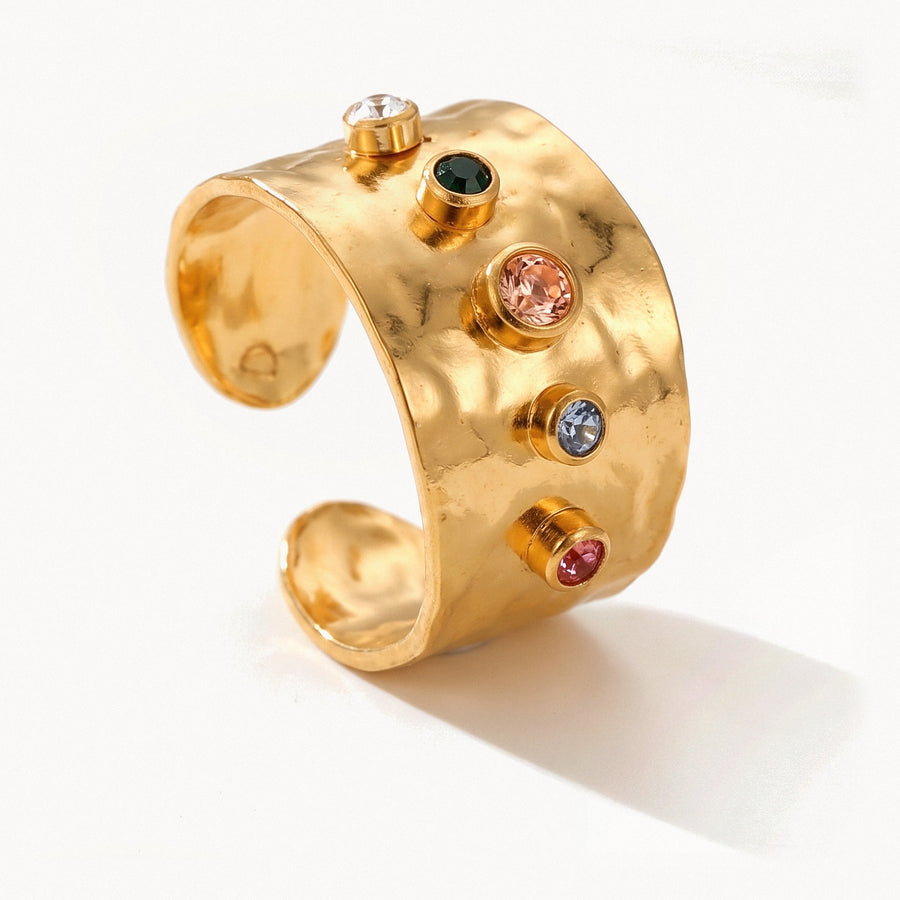 Hammered Gemstone-Effect Ring