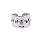 Hammered Gemstone-Effect Ring-Rings-Yiyae-Silver-Adjustable-Yiyae