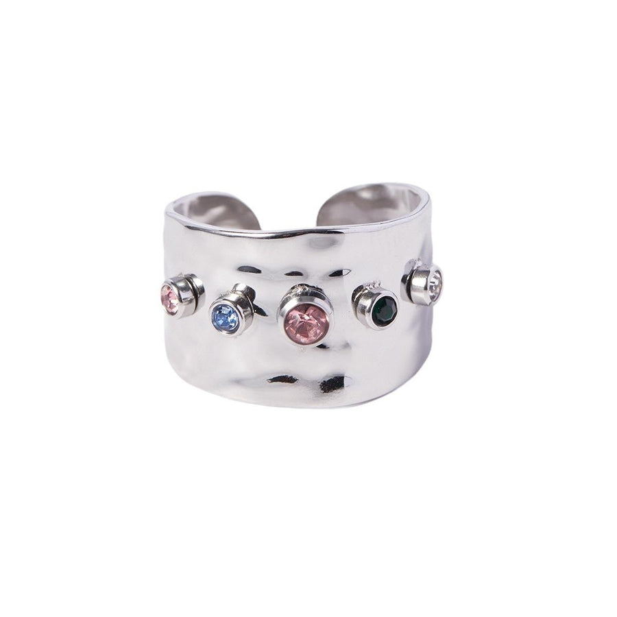 Hammered Gemstone-Effect Ring