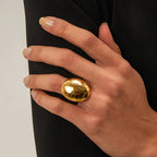 Hammered Oval Ring-Rings-Yiyae-Yiyae