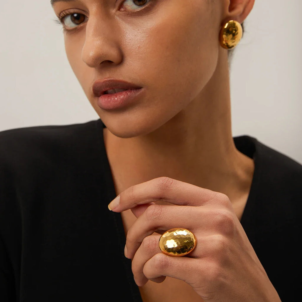 Hammered Oval Ring-Rings-Yiyae-Yiyae