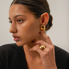 Hammered Oval Ring-Rings-Yiyae-Yiyae