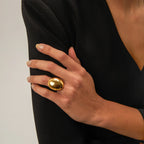 Hammered Oval Ring-Rings-Yiyae-Yiyae