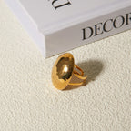 Hammered Oval Ring-Rings-Yiyae-Yiyae