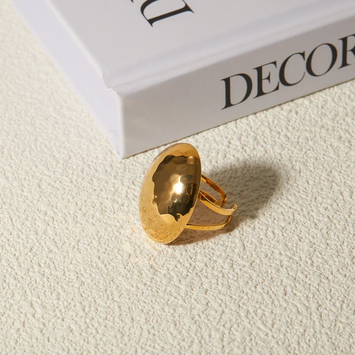 Hammered Oval Ring-Rings-Yiyae-Yiyae