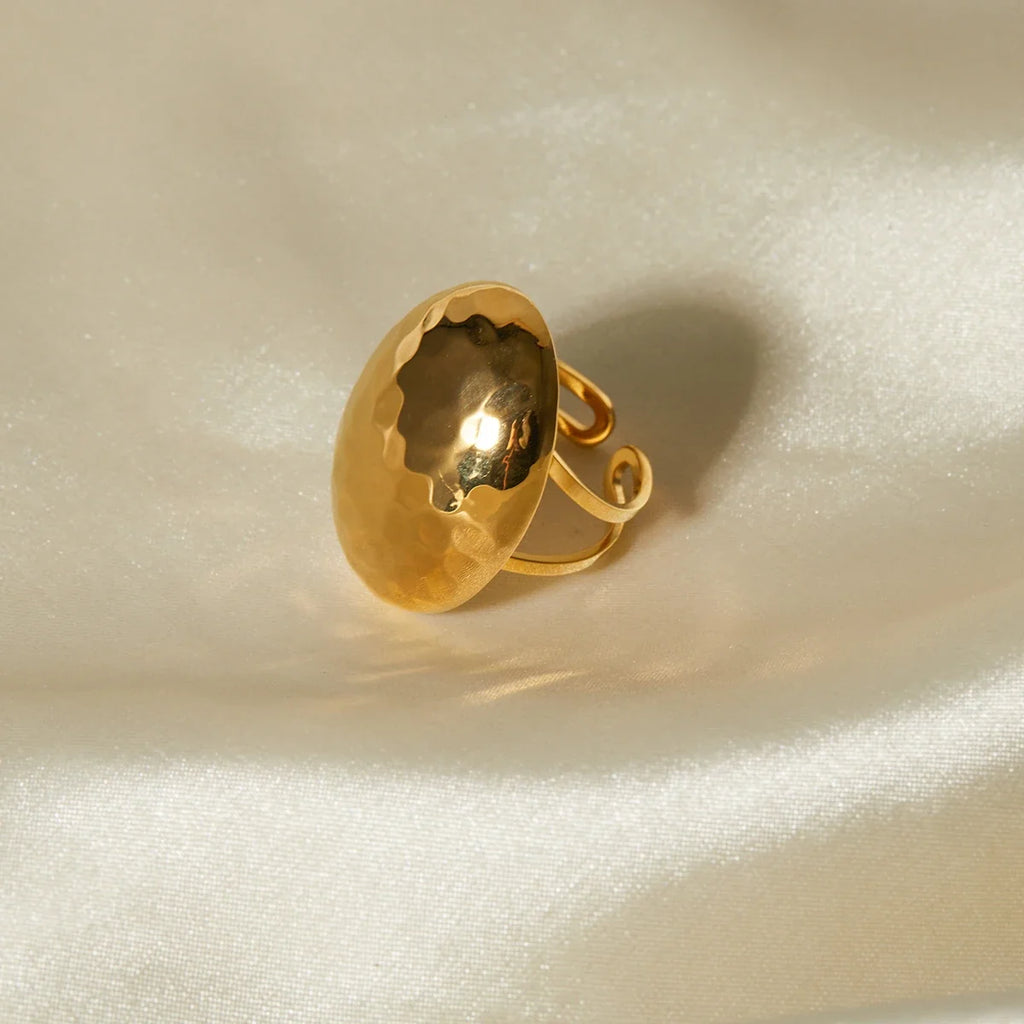 Hammered Oval Ring-Rings-Yiyae-Yiyae