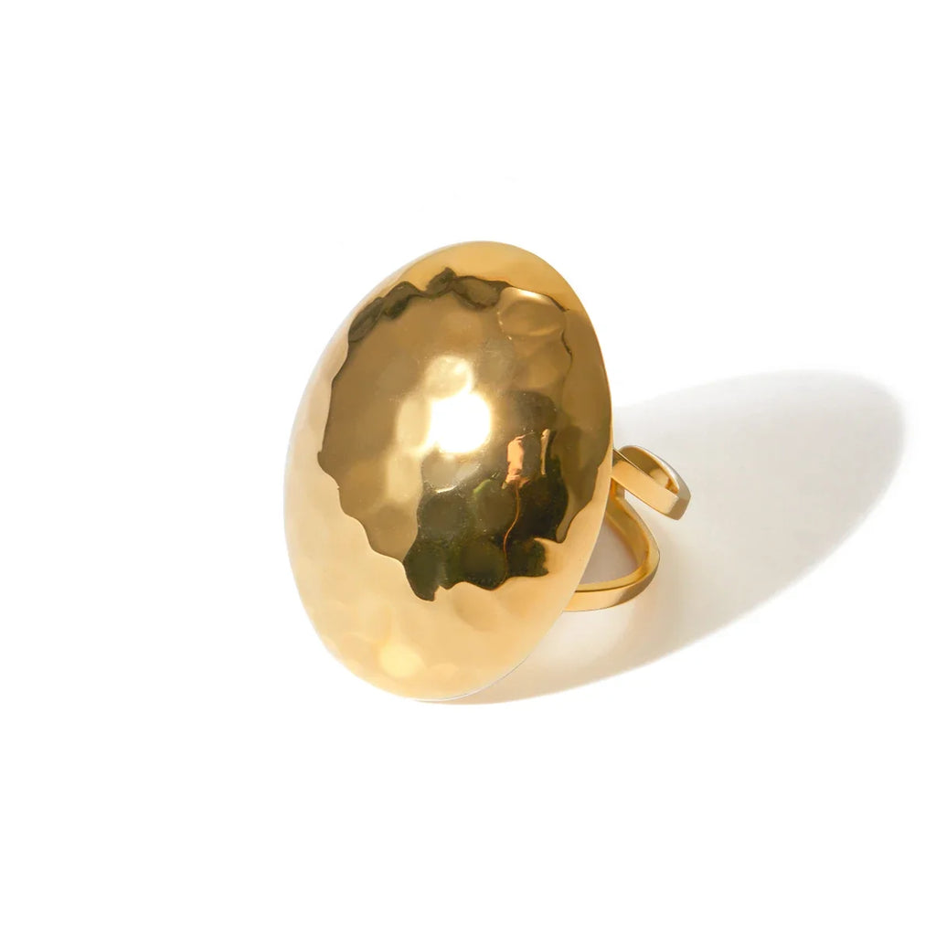 Hammered Oval Ring-Rings-Yiyae-Yiyae