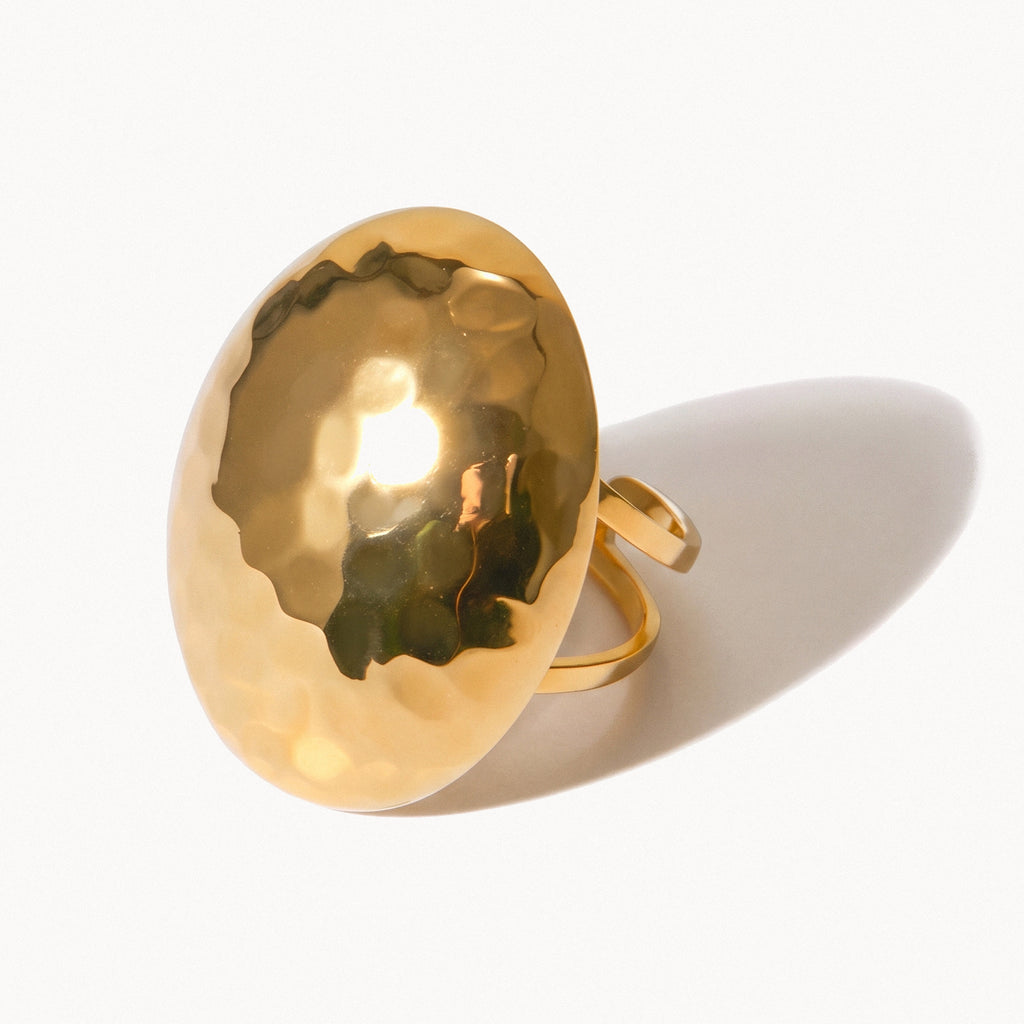 Hammered Oval Ring-Rings-Yiyae-Gold-Yiyae