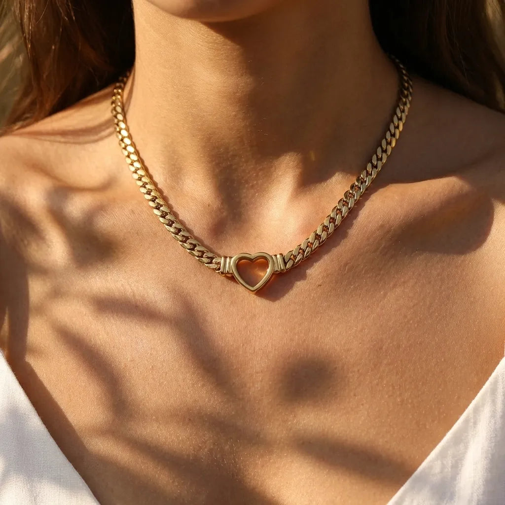 Heart Chain Choker-Necklaces-Yiyae-Yiyae