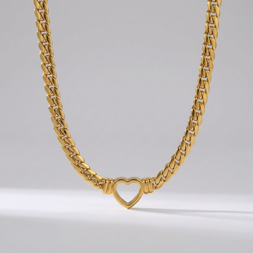 Heart Chain Choker-Necklaces-Yiyae-Yiyae