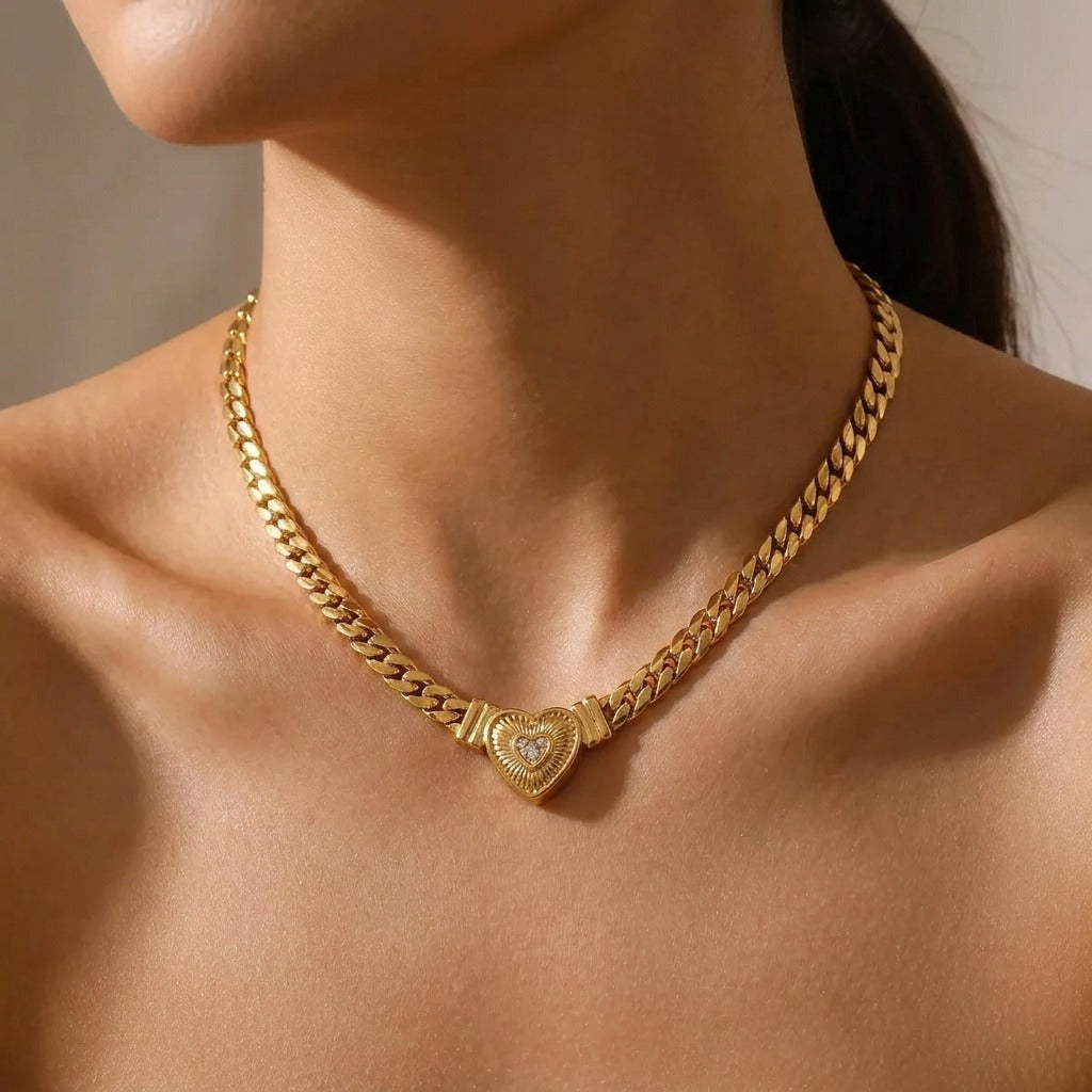 Heart Medallion Necklace-Necklaces-Yiyae-Yiyae