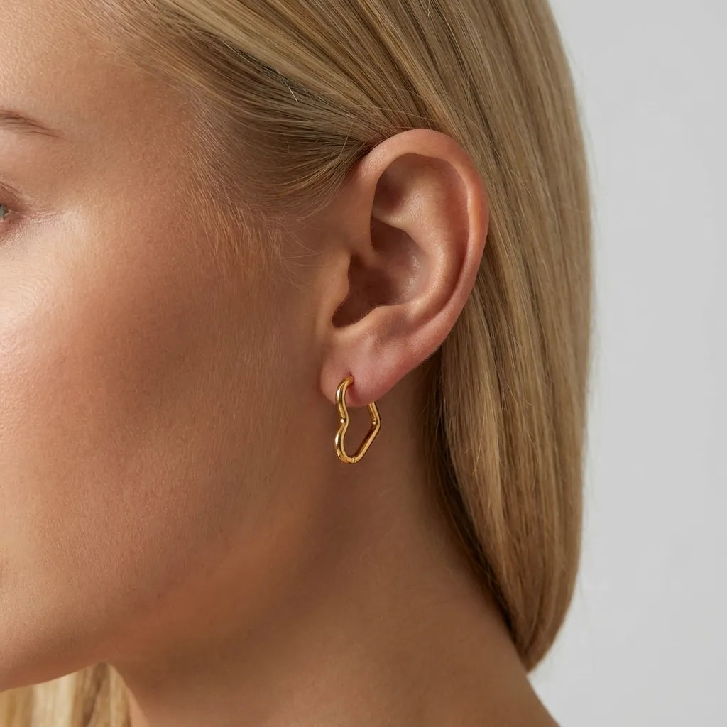 Heart Outline Hoops-Earrings-Yiyae-Yiyae