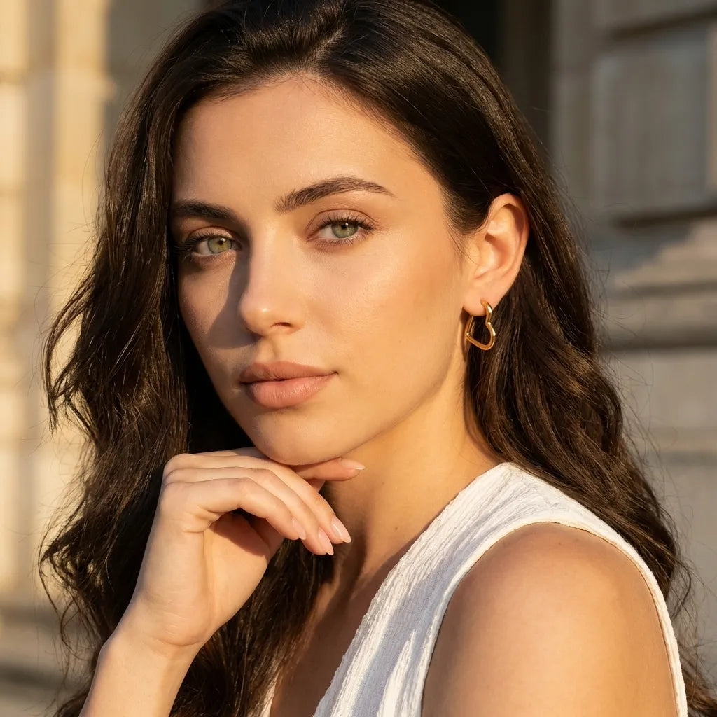 Heart Outline Hoops-Earrings-Yiyae-Yiyae