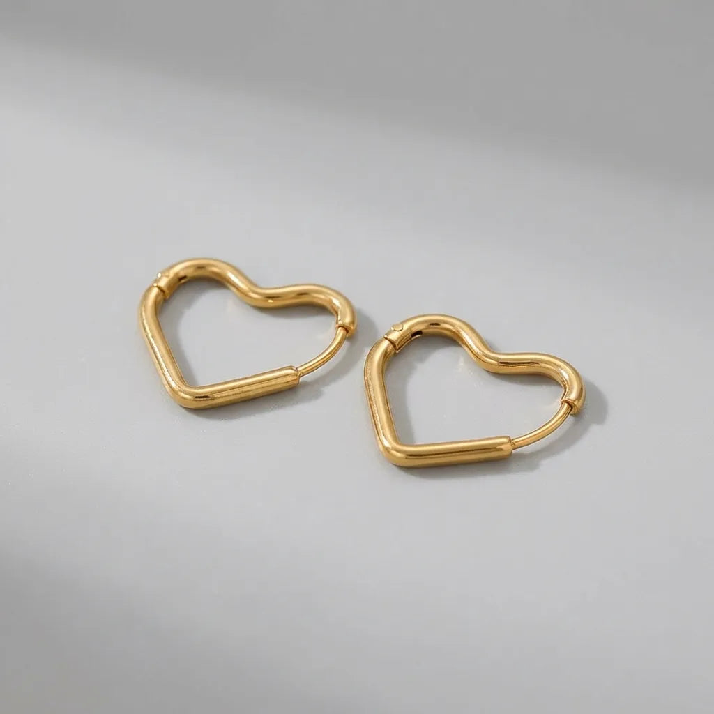 Heart Outline Hoops-Earrings-Yiyae-Gold-Yiyae