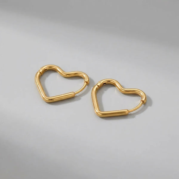 Heart Outline Hoops — Gold