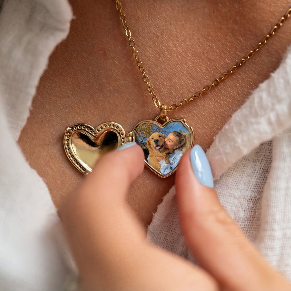 Heart Photo Locket Necklace-Necklaces-Yiyae-Yiyae