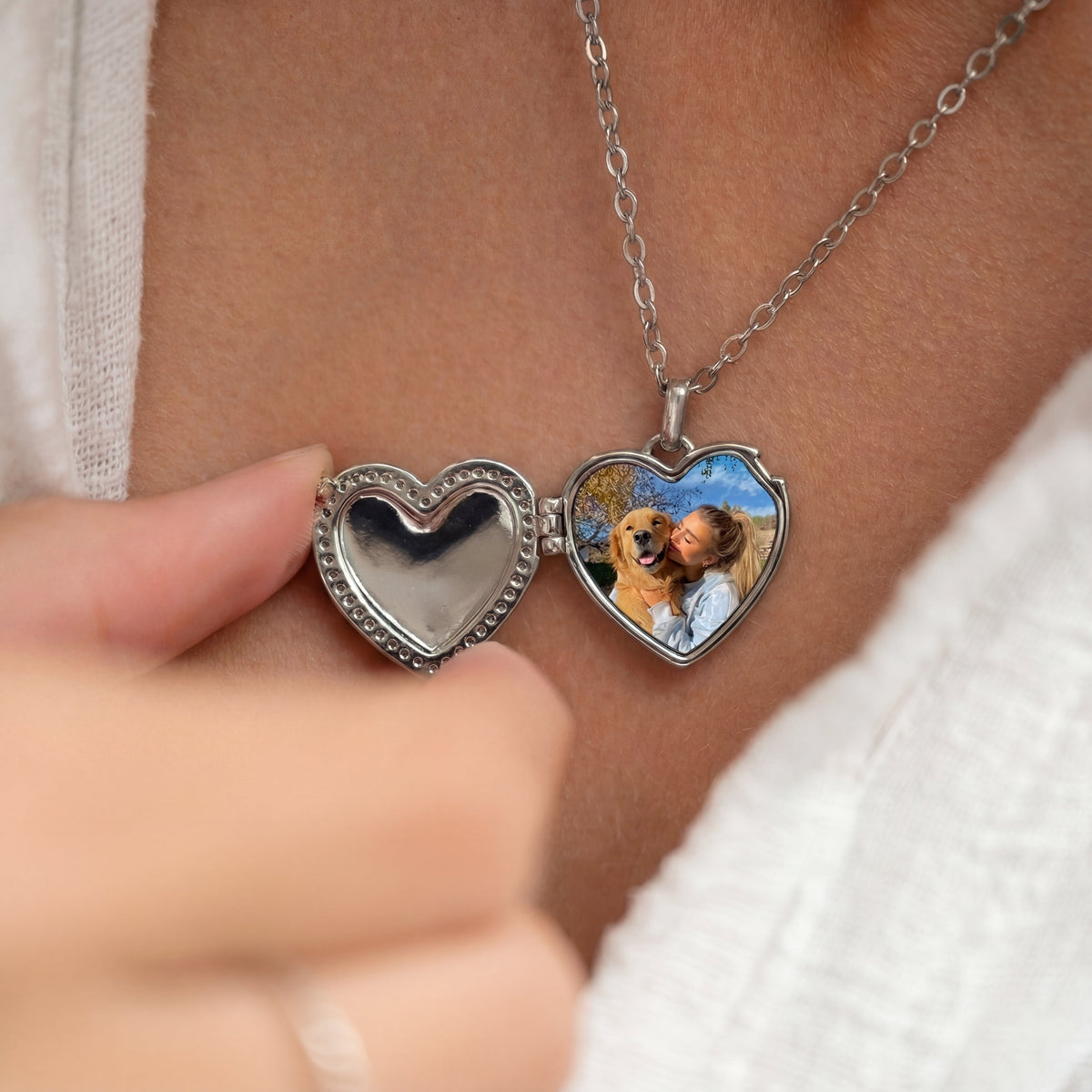 Heart Photo Locket Necklace-Necklaces-Yiyae-Yiyae