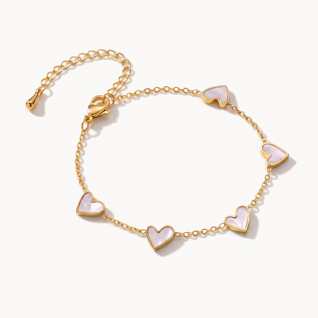 Heart Station Bracelet-Bracelets-Yiyae-White-Gold-Yiyae
