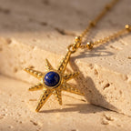 Lapis Sun Pendant Necklace-Necklaces-Yiyae-Yiyae