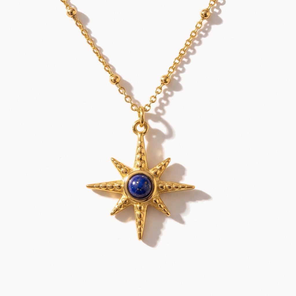 Lapis Sun Pendant Necklace-Necklaces-Yiyae-Gold-Yiyae