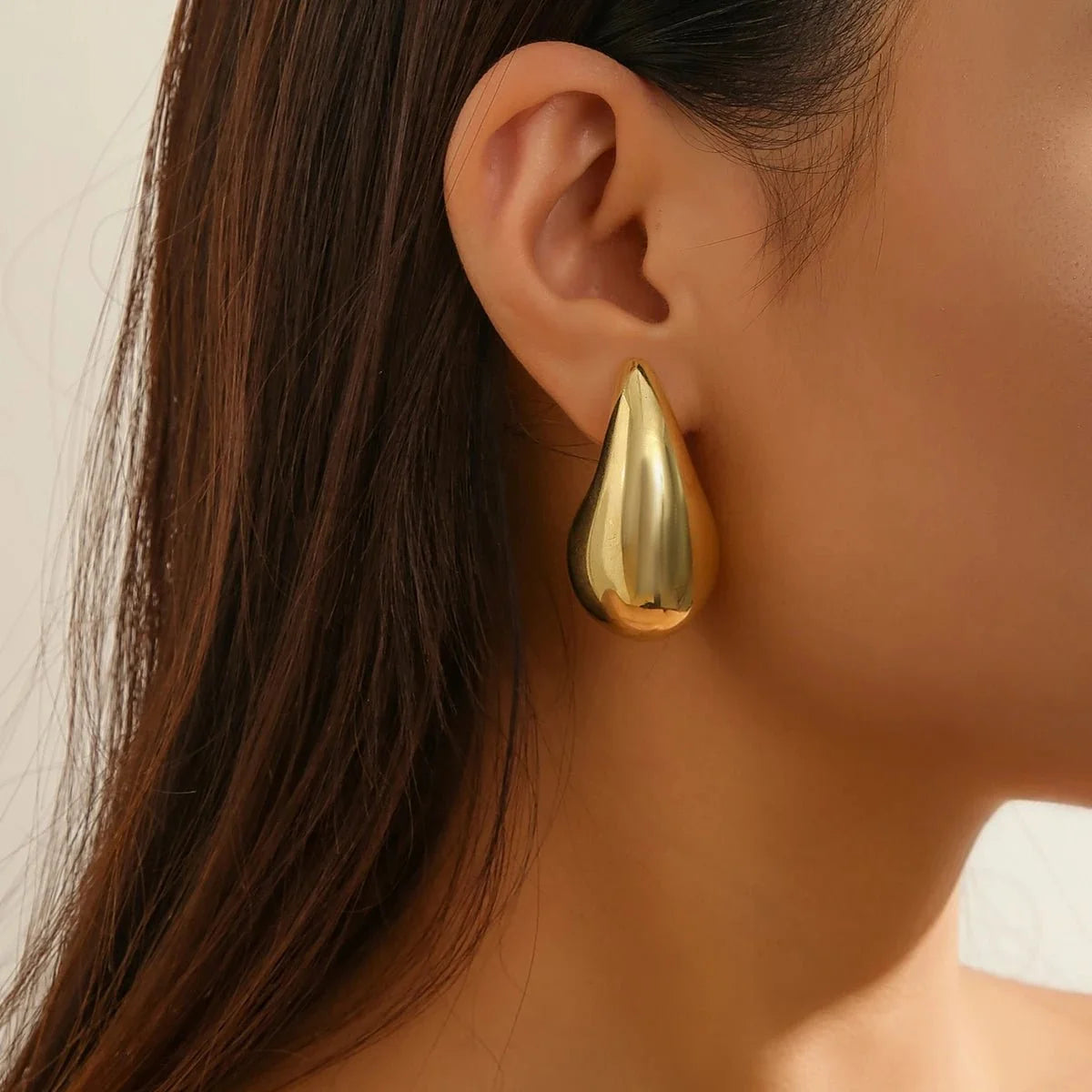 Large Teardrop Stud Earrings-Earrings-Yiyae-Yiyae
