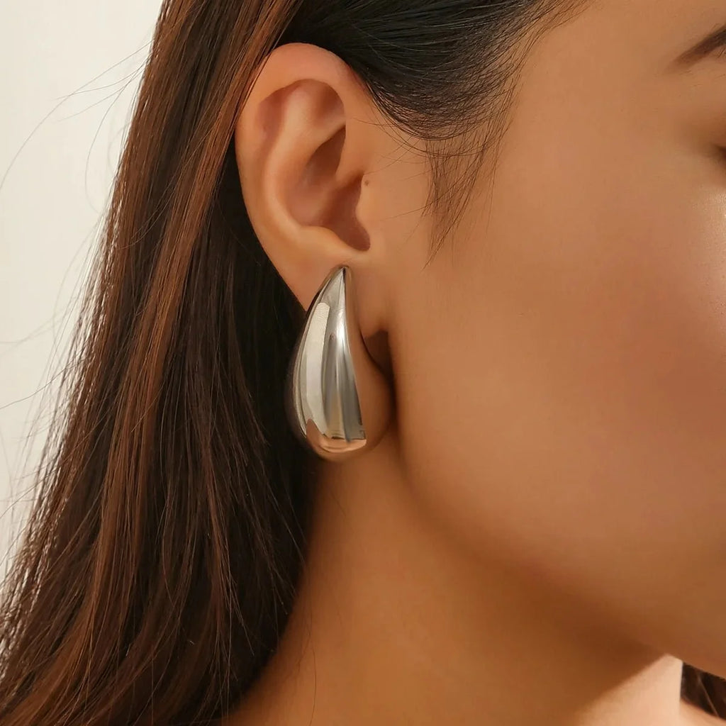 Large Teardrop Stud Earrings-Earrings-Yiyae-Yiyae