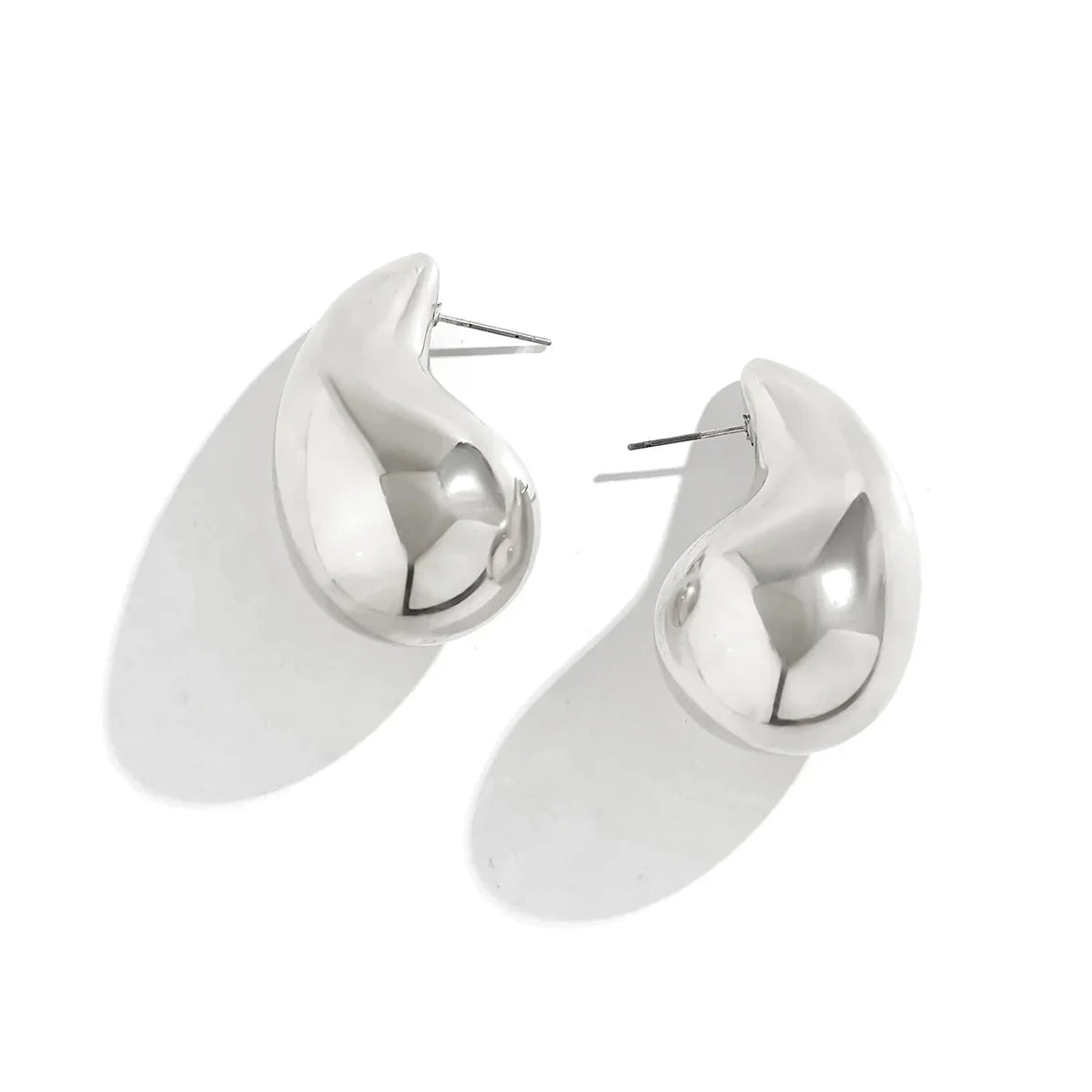 Large Teardrop Stud Earrings-Earrings-Yiyae-Silver-Yiyae
