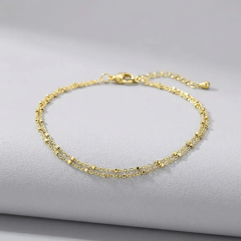 Layered Chain Anklet-Anklets-Yiyae-Gold-Yiyae