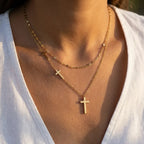 Layered Cross Necklace-Necklaces-Yiyae-Yiyae