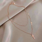 Layered Cross Necklace-Necklaces-Yiyae-Yiyae
