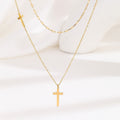 Layered Cross Necklace-Necklaces-Yiyae-Gold-Yiyae