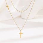 Layered Cross Necklace-Necklaces-Yiyae-Gold-Yiyae