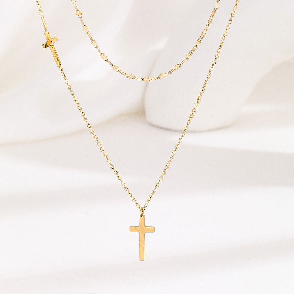 Layered Cross Necklace-Necklaces-Yiyae-Gold-Yiyae