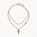 Layered Cross Necklace-Necklaces-Yiyae-Rose gold-Yiyae