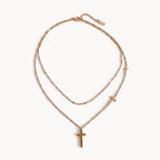 Layered Cross Necklace-Necklaces-Yiyae-Rose gold-Yiyae