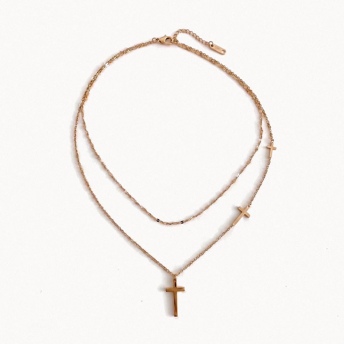 Layered Cross Necklace-Necklaces-Yiyae-Rose gold-Yiyae