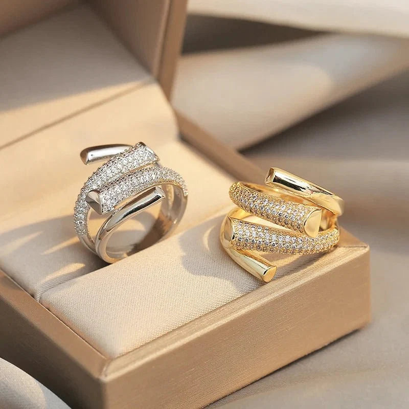 Layered Crystal Wrap Ring-Rings-Yiyae-Yiyae