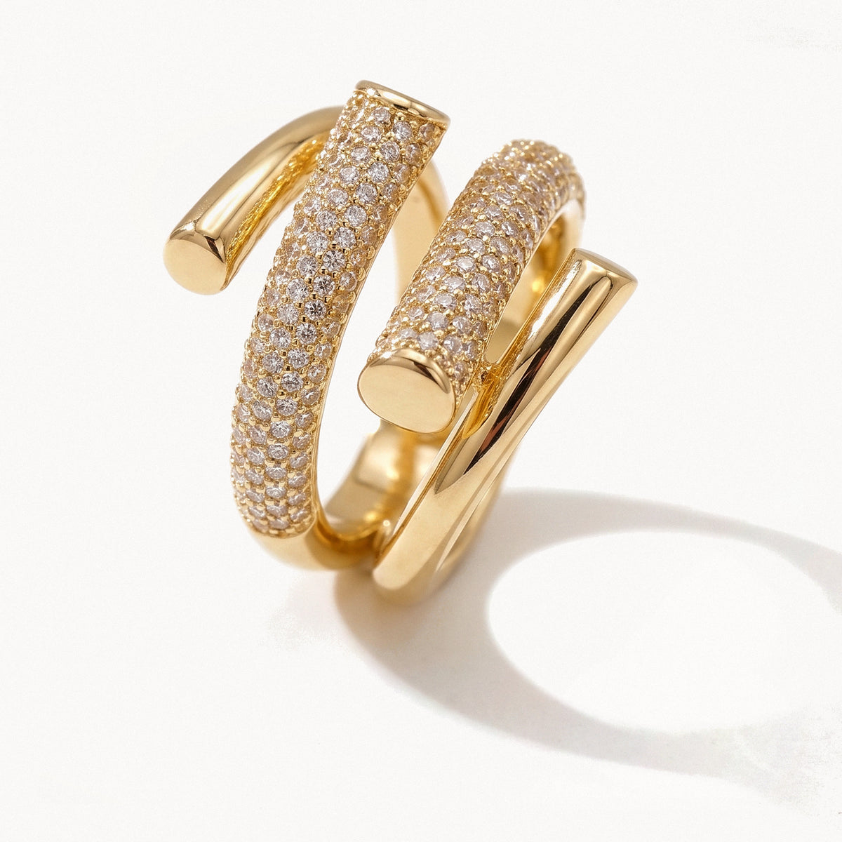 Layered Crystal Wrap Ring-Rings-Yiyae-Gold-Yiyae