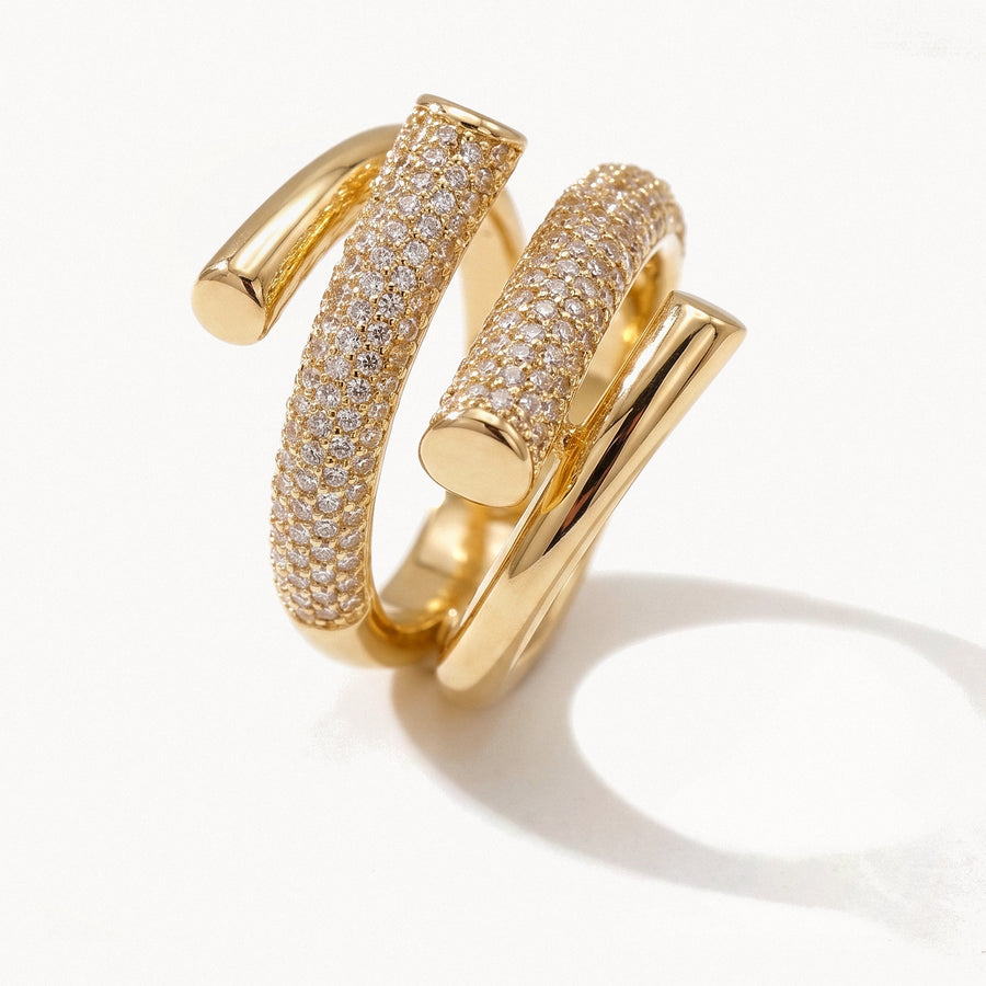 Layered Crystal Wrap Ring