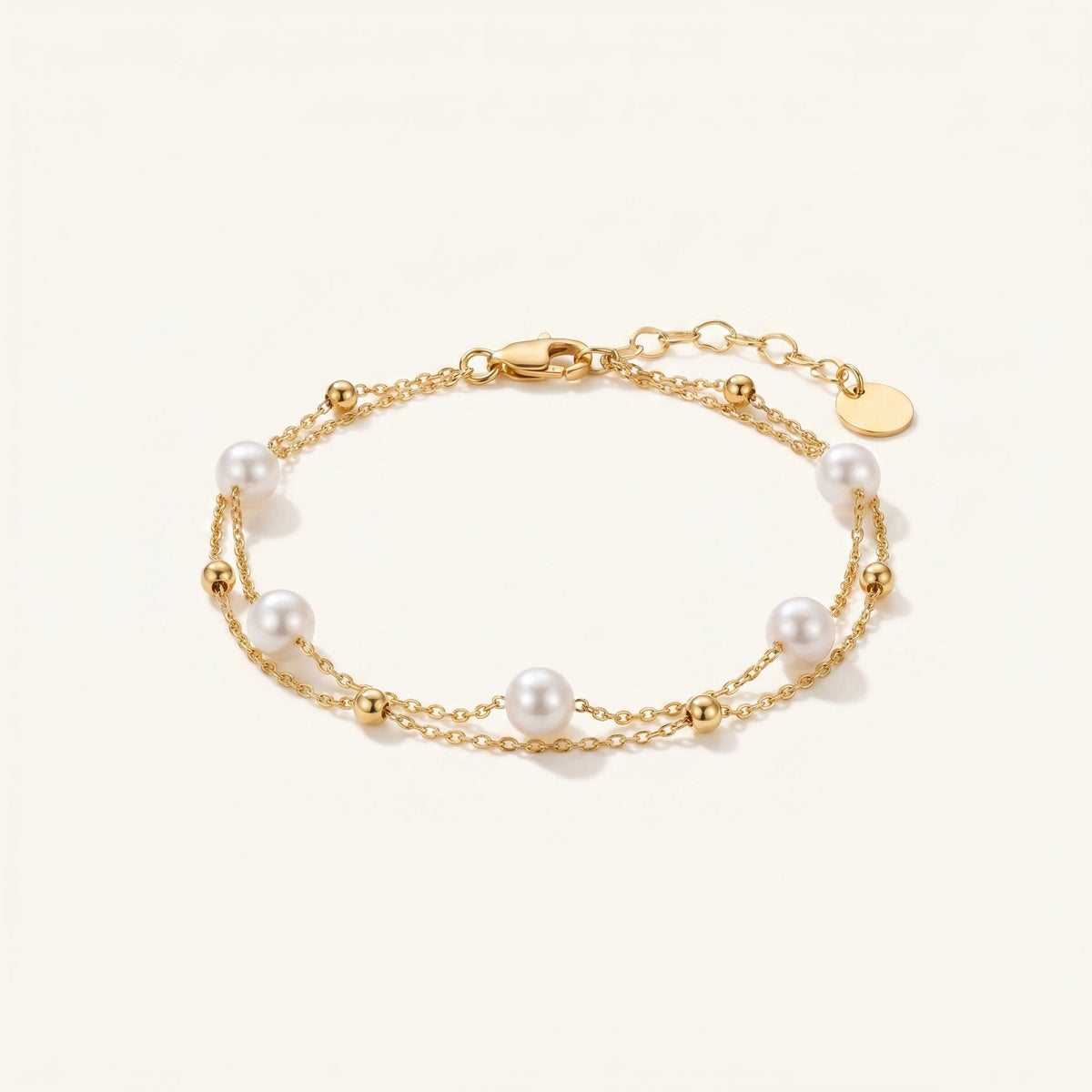 Layered Pearl Bracelet - Gold - Bracelets - Yiyae - foto 2