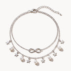 Layered Pearl Charm Anklet-Anklets-Yiyae-White-Gold-Yiyae
