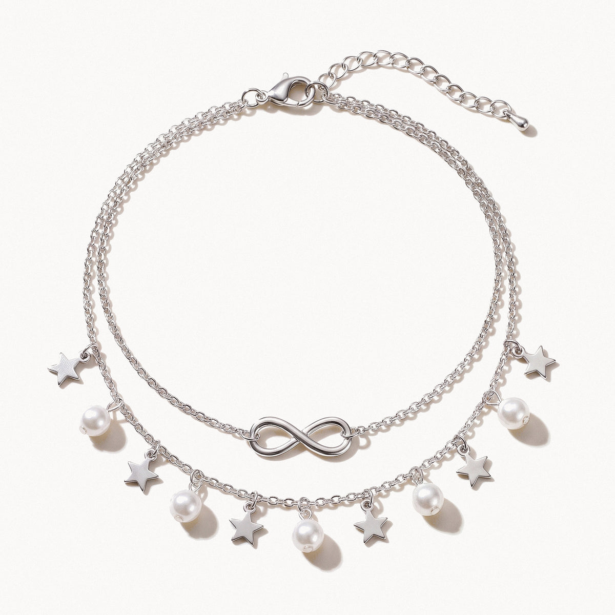 Layered Pearl Charm Anklet-Anklets-Yiyae-White-Gold-Yiyae