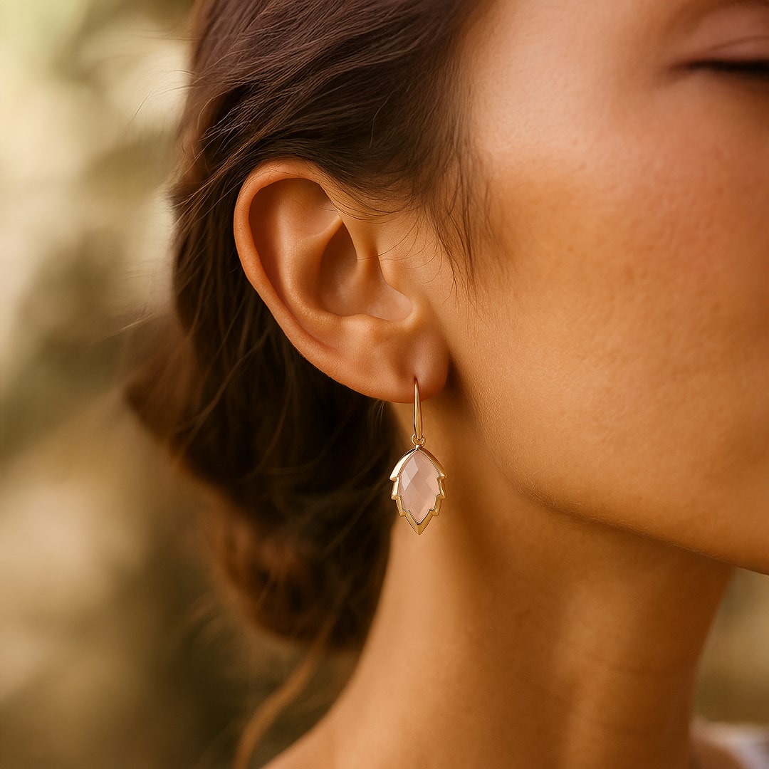 Leaf Stone Drop Earrings-Earrings-Yiyae-Yiyae