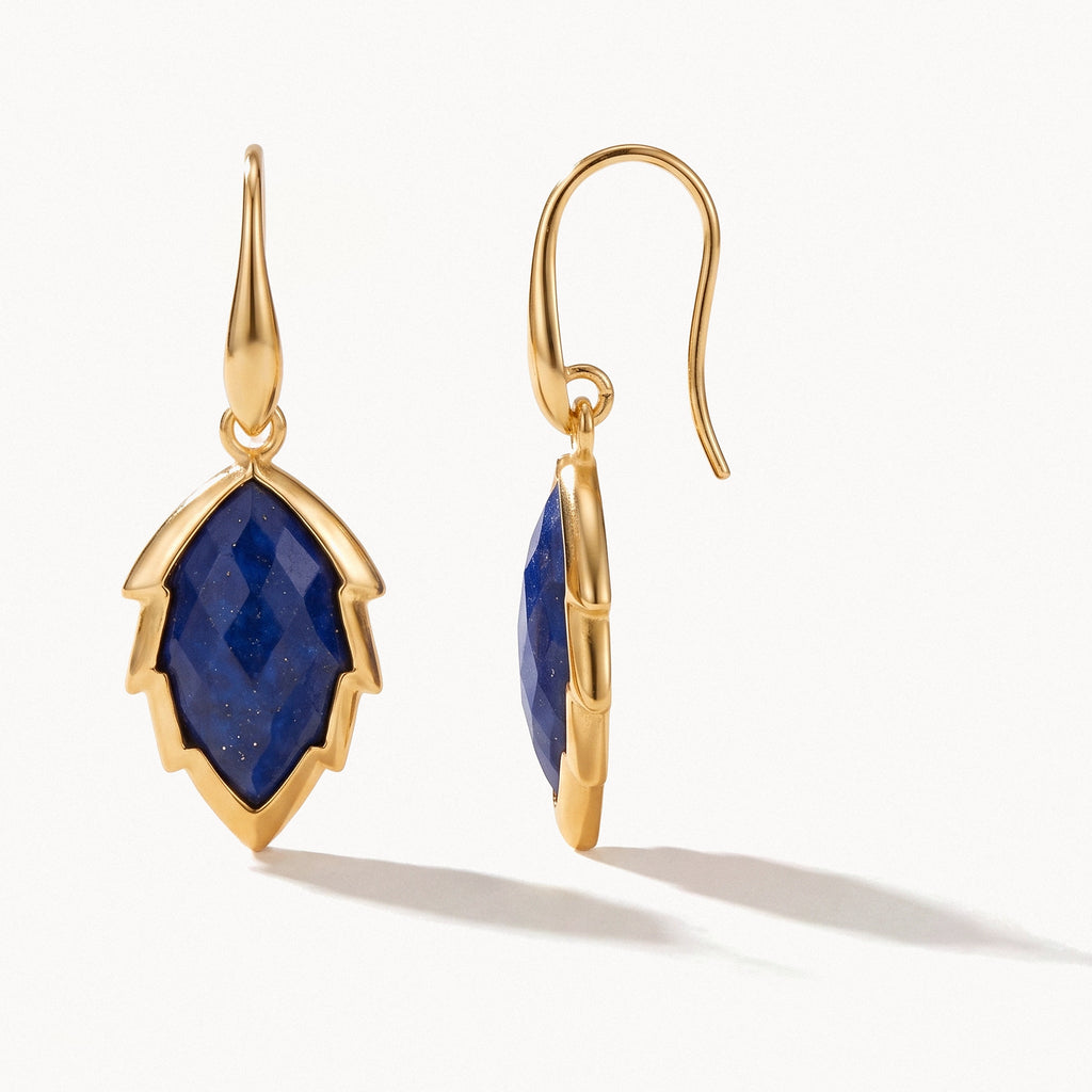Leaf Stone Drop Earrings-Earrings-Yiyae-Lapis Lazuli-Yiyae