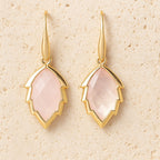 Leaf Stone Drop Earrings-Earrings-Yiyae-Rose Quartz-Yiyae