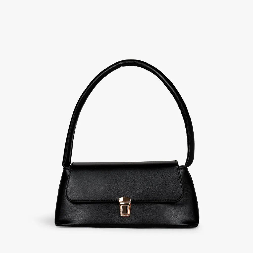 Lock Detail Shoulder Bag-Bags-Yiyae-Black-Yiyae