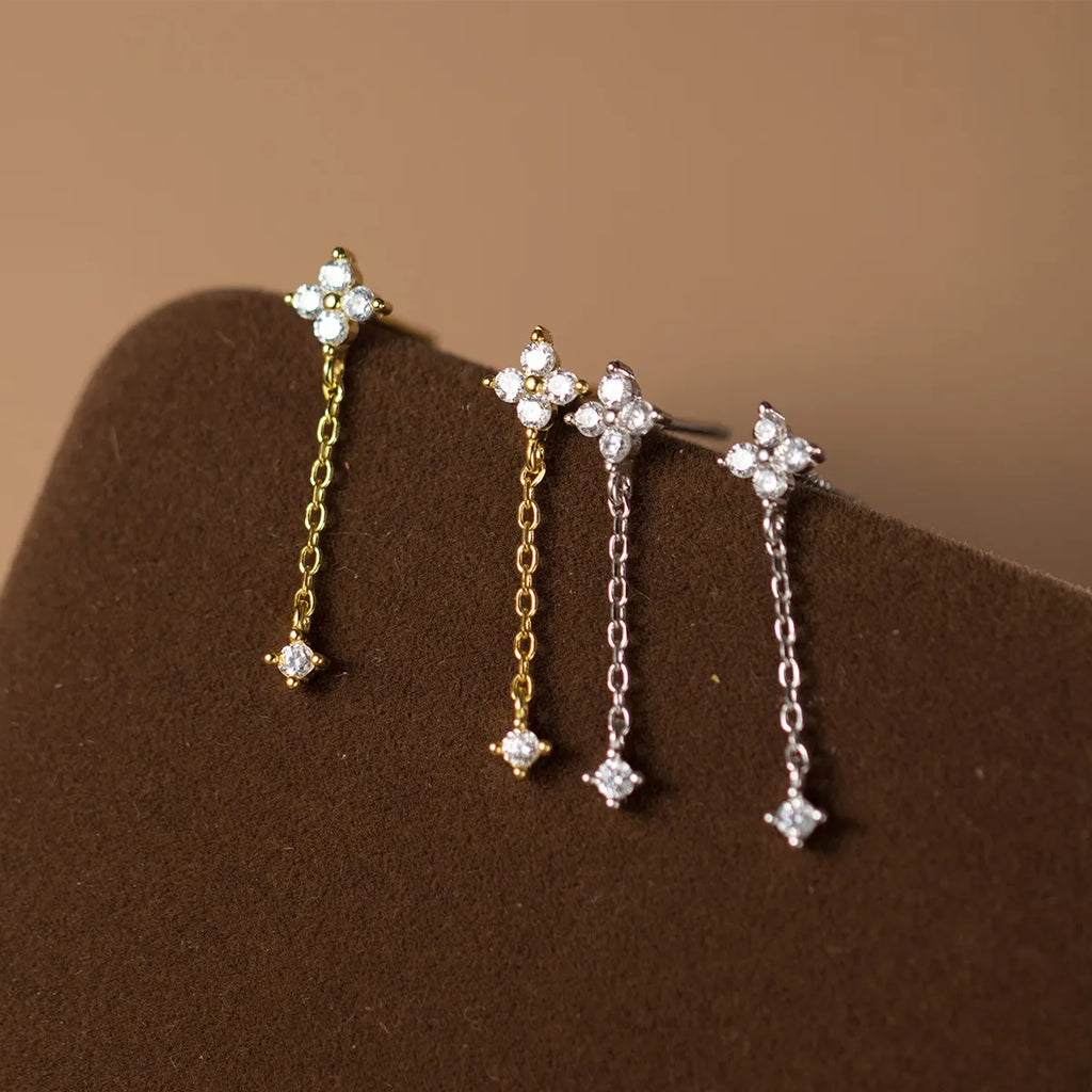 Long Crystal Drop Earrings-Earrings-Yiyae-Silver-Yiyae
