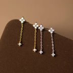 Long Crystal Drop Earrings-Earrings-Yiyae-Silver-Yiyae